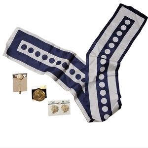 Scarf with scarf clip,pin & clip on earrings